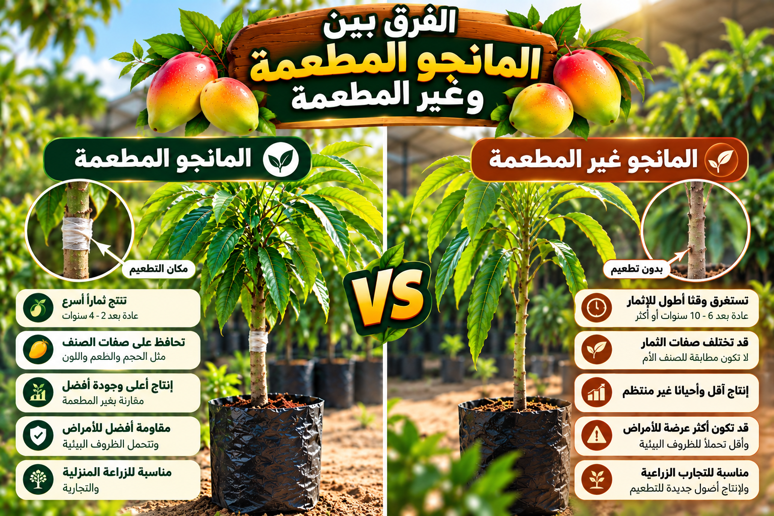 الفرق بين المانجو المطعمة وغير المطعمة