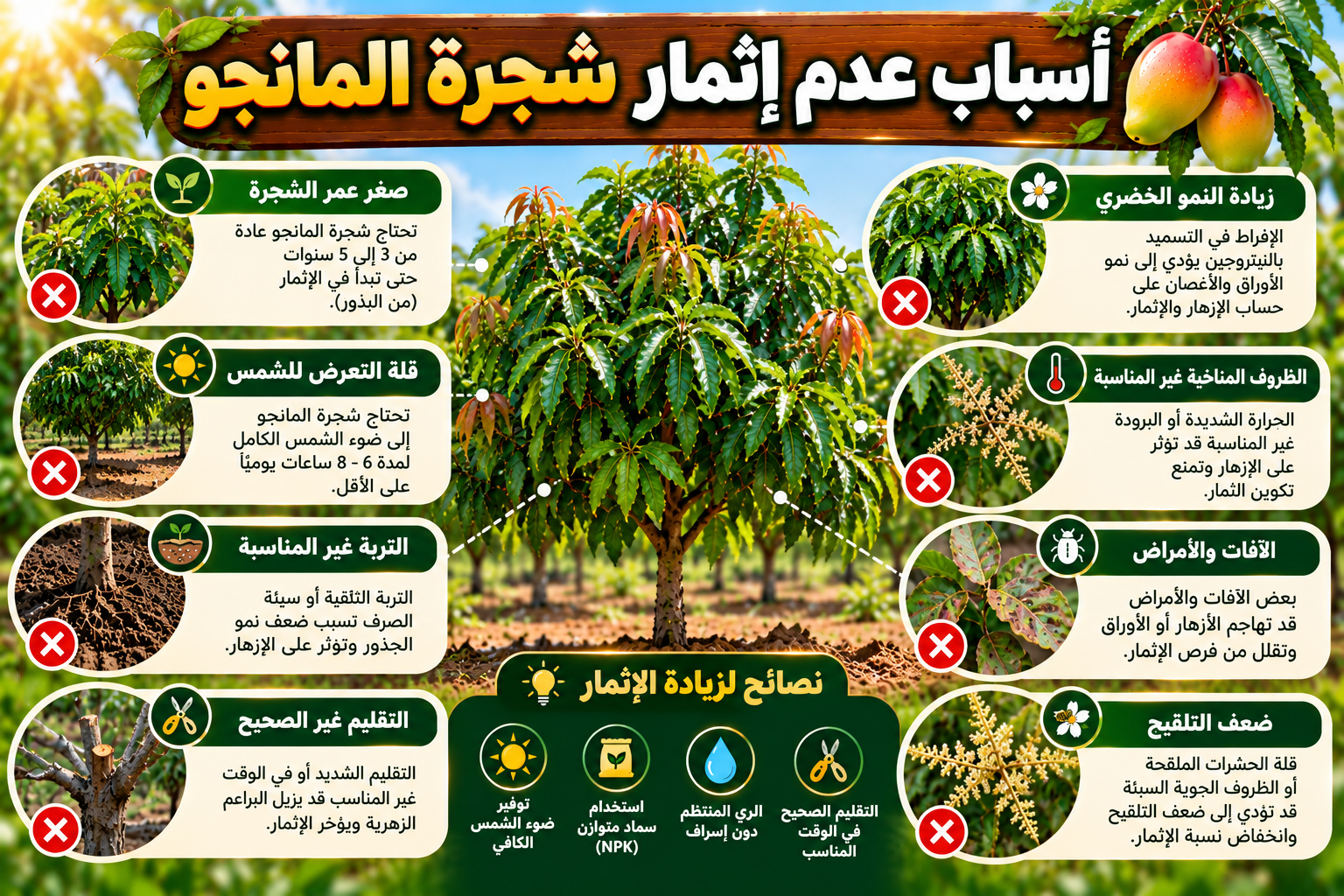 أسباب عدم إثمار شجرة المانجو