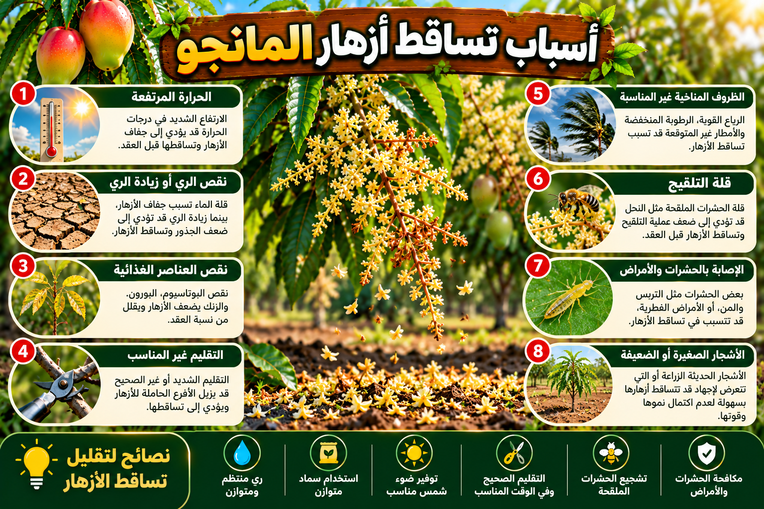 أسباب تساقط أزهار المانجو