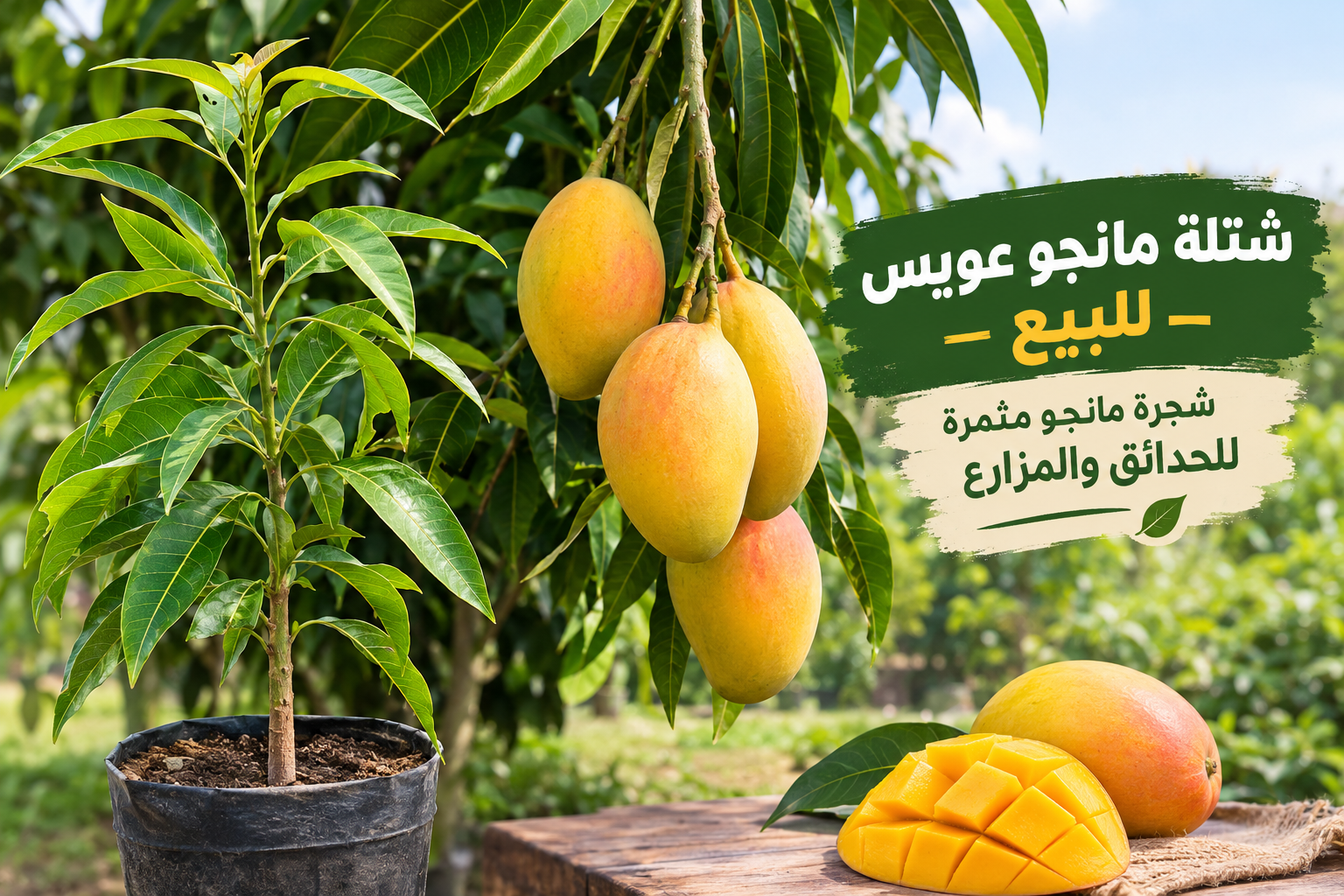 شتلة مانجو عويس للبيع – شجرة مانجو مثمرة للحدائق والمزارع
